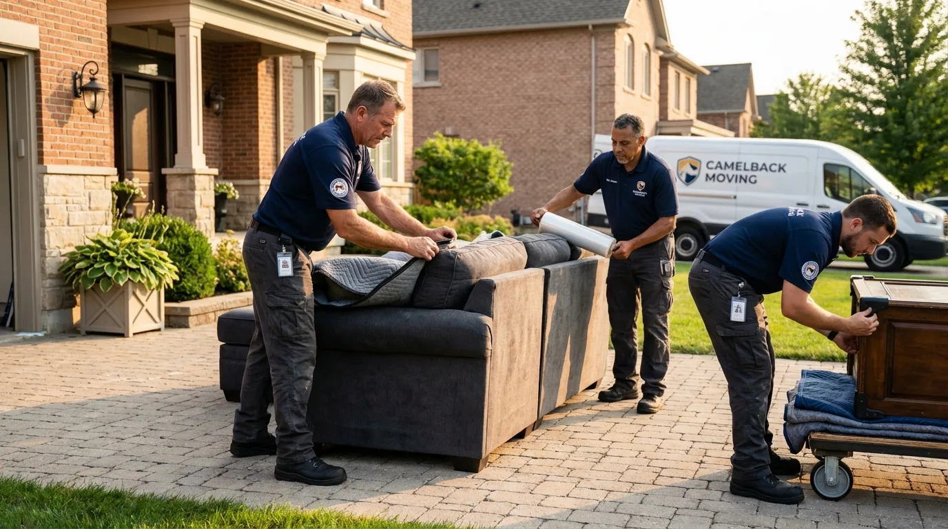 Large estate moving crew wrapping furniture in Paxton, IL